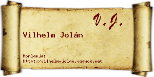 Vilhelm Jolán névjegykártya